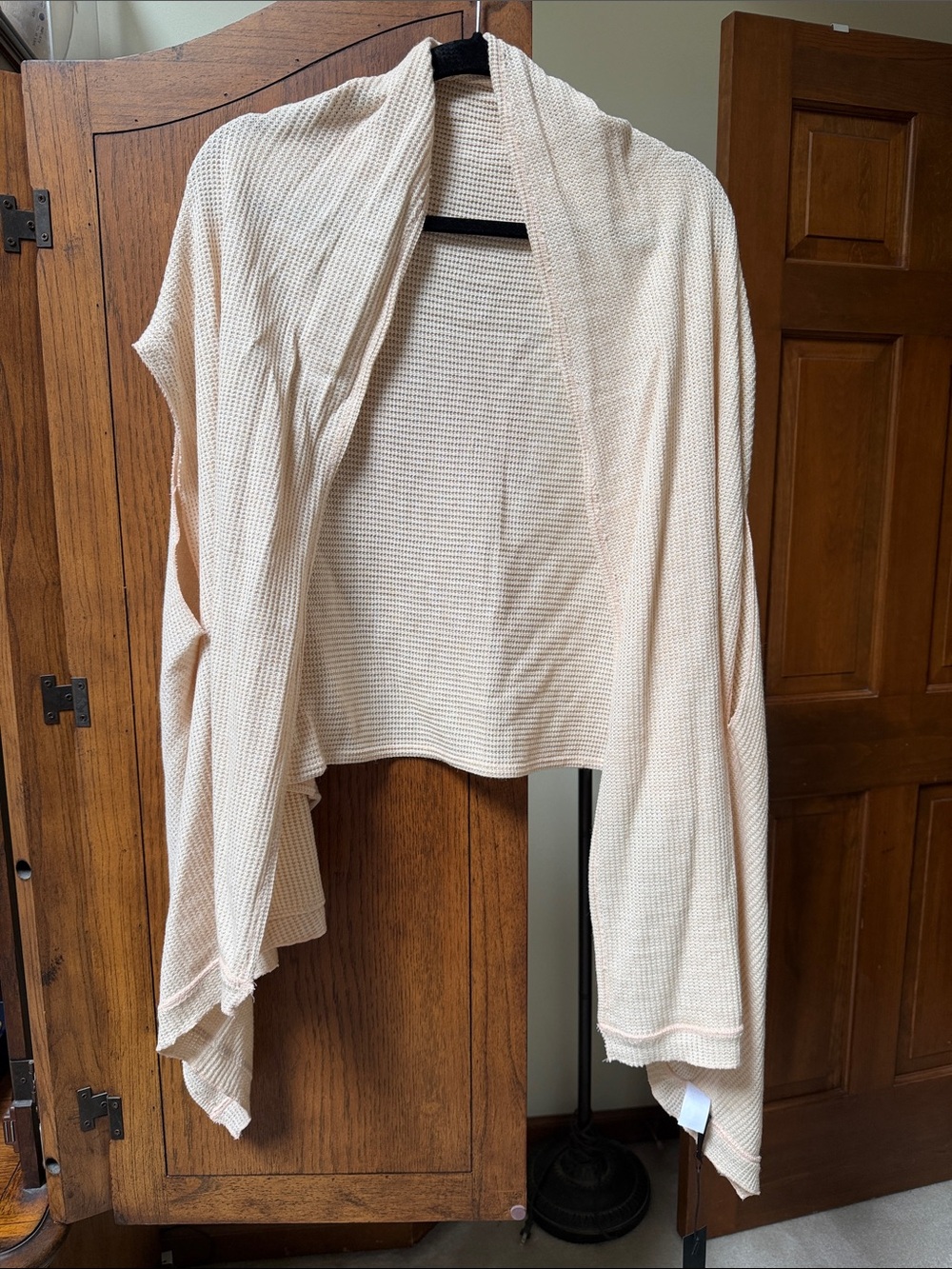 Light Beige Open-Front Waffle Knit Women's Jolie Wrap
